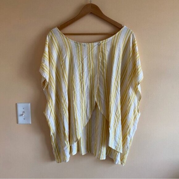 Torrid 2022 Cross Back Top Woman 4 Linen Blend Stripped Coastal Preppy Boxy NEW - Picture 4 of 16